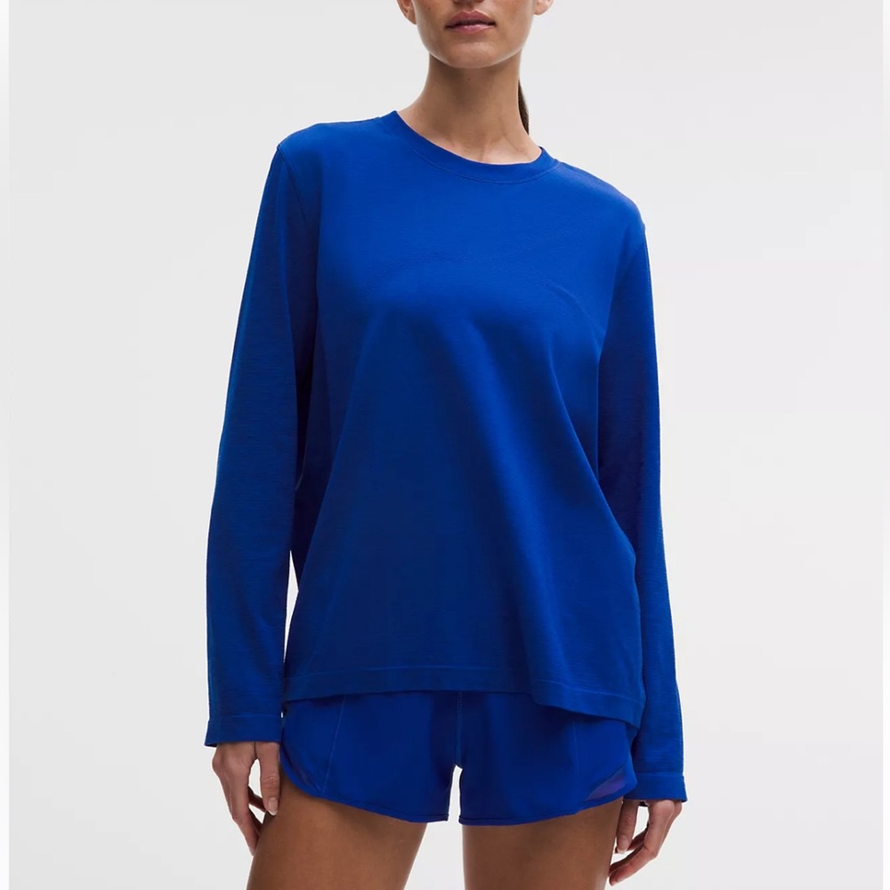 lululemon athletica Long Sleeve Crewneck Top in Cobalt Blue